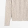 Jerséu de punto trenzado 100 % algodón con cuello redondo Jerséu de punto trenzado 100 % algodón con cuello redondo