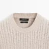 Jerséu de punto trenzado 100 % algodón con cuello redondo Jerséu de punto trenzado 100 % algodón con cuello redondo