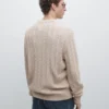 Jerséu de punto trenzado 100 % algodón con cuello redondo Jerséu de punto trenzado 100 % algodón con cuello redondo