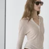 Jerséu Henley de mezcla de lana con calados Jerséu Henley de mezcla de lana con calados
