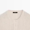 Jerséu Henley de mezcla de lana con calados Jerséu Henley de mezcla de lana con calados