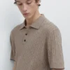 Jerséu polo de punto trenzado de mezcla de algodón Jerséu polo de punto trenzado de mezcla de algodón