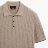 Jerséu polo de punto trenzado de mezcla de algodón Jerséu polo de punto trenzado de mezcla de algodón