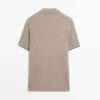 Jerséu polo de punto trenzado de mezcla de algodón Jerséu polo de punto trenzado de mezcla de algodón