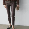 Leggings de piel napa con detalles elásticos Leggings de piel napa con detalles elásticos