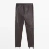 Leggings de piel napa con detalles elásticos Leggings de piel napa con detalles elásticos