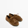 Mocasines de ante serraje con flecos y borlas Mocasines de ante serraje con flecos y borlas