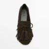 Mocasines de ante serraje con flecos y borlas