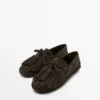 Mocasines de ante serraje con flecos y borlas