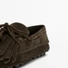 Mocasines de ante serraje con flecos y borlas