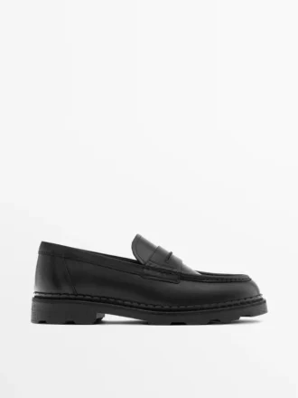 Mocasines de cuero con suela de goma y tira de un centavo