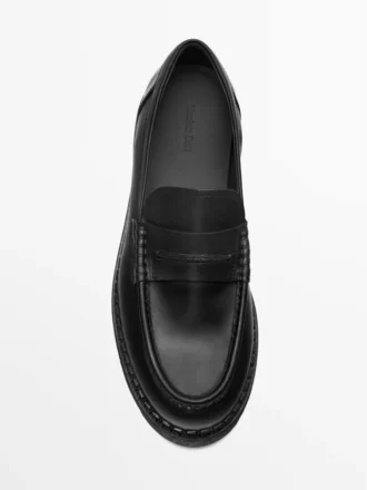 Mocasines de cuero con suela de goma y tira de un centavo