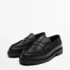 Mocasines de cuero con suela de goma y tira de un centavo Mocasines de cuero con suela de goma y tira de un centavo
