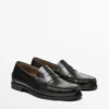Mocasines de piel con tira tipo penny Mocasines de piel con tira tipo penny