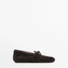 Mocasines de piel serraje con lazo fruncido Mocasines de piel serraje con lazo fruncido