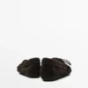 Mocasines de piel serraje con lazo fruncido Mocasines de piel serraje con lazo fruncido