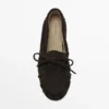 Mocasines de piel serraje con lazo fruncido Mocasines de piel serraje con lazo fruncido