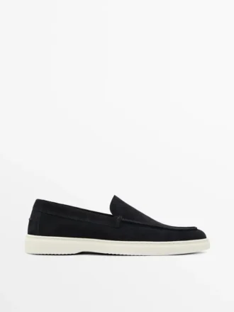Mocasines de piel serraje con puntera moc