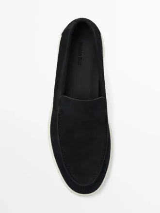 Mocasines de piel serraje con puntera moc
