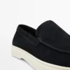 Mocasines de piel serraje con puntera moc Mocasines de piel serraje con puntera moc
