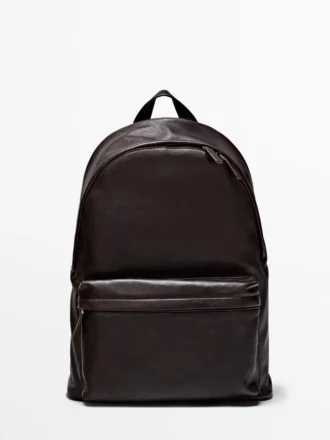 Mochila de piel napa con cremallera
