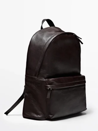 Mochila de piel napa con cremallera