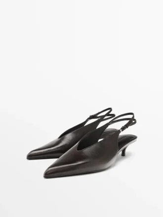Mules de tacón alto de cuero