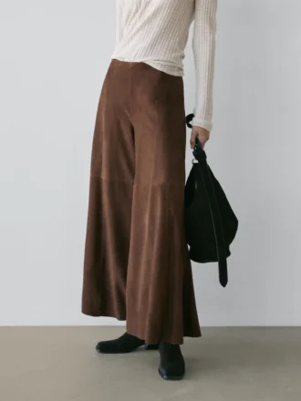 Pantalones acampanados de piel de ante
