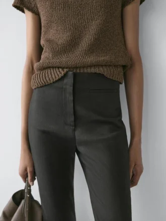 Pantalones capri de mezcla de lino