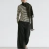 Pantalones cortos de pierna ancha de lana elástica Pantalones cortos de pierna ancha de lana elástica
