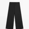 Pantalones cortos de pierna ancha de lana elástica Pantalones cortos de pierna ancha de lana elástica