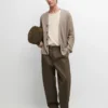 Pantalones de algodón con pinzas dobles Pantalones de algodón con pinzas dobles