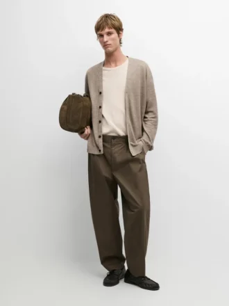 Pantalones de algodón con pinzas dobles