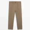 Pantalones de algodón de corte holgado Pantalones de algodón de corte holgado