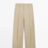 Pantalones de algodón de pierna ancha Pantalones de algodón de pierna ancha