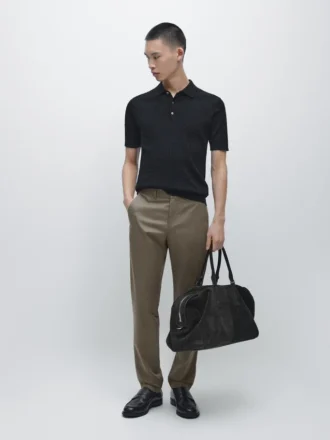 Pantalones de corte ajustado de mezcla de algodón