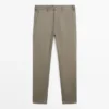 Pantalones de corte ajustado de mezcla de algodón Pantalones de corte ajustado de mezcla de algodón