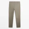 Pantalones de corte ajustado de mezcla de algodón Pantalones de corte ajustado de mezcla de algodón