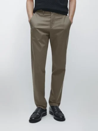 Pantalones de corte ajustado de mezcla de algodón