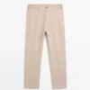 Pantalones de corte ajustado de mezcla de algodón Pantalones de corte ajustado de mezcla de algodón