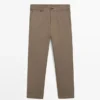 Pantalones de corte cónico con microtextura Pantalones de corte cónico con microtextura