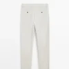Pantalones de corte cónico de algodón y lino Pantalones de corte cónico de algodón y lino