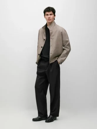 Pantalones de corte holgado con pinzas en mezcla de lana fresca