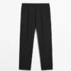 Pantalones de corte holgado con pinzas en mezcla de lana fresca Pantalones de corte holgado con pinzas en mezcla de lana fresca