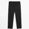 Pantalones de corte holgado con pinzas en mezcla de lana fresca Pantalones de corte holgado con pinzas en mezcla de lana fresca