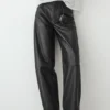 Pantalones de corte holgado de piel napa Pantalones de corte holgado de piel napa