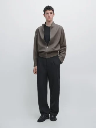 Pantalones de corte holgado en mezcla de lana con pinzas