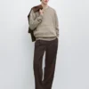 Pantalones de corte holgado en mezcla de lana fresca Pantalones de corte holgado en mezcla de lana fresca