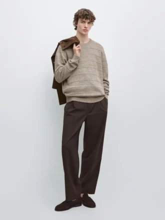 Pantalones de corte holgado en mezcla de lana fresca