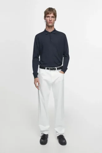 Pantalones de efecto denim de corte ajustado